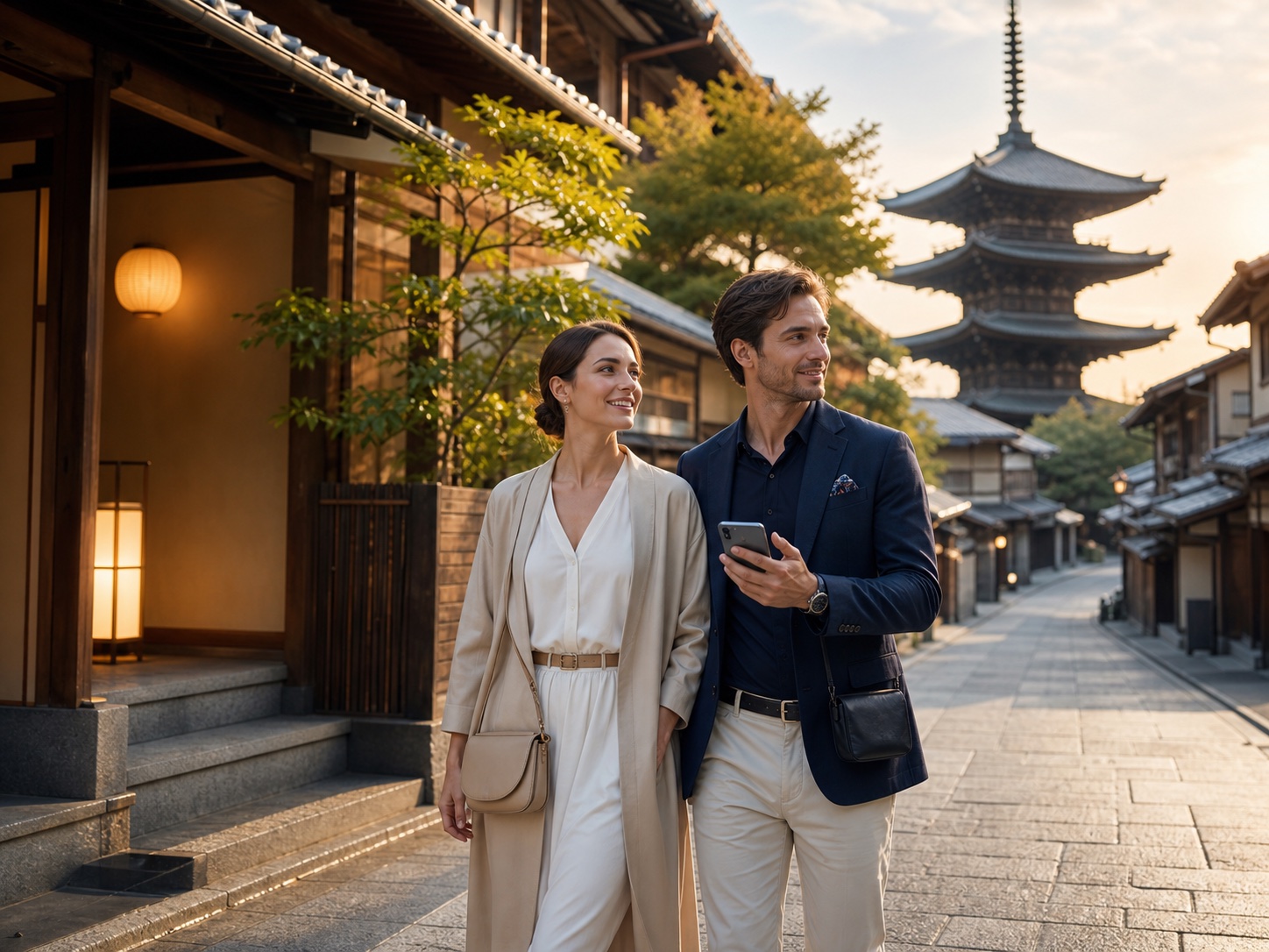 手ぶらで観光を楽しむ旅行者